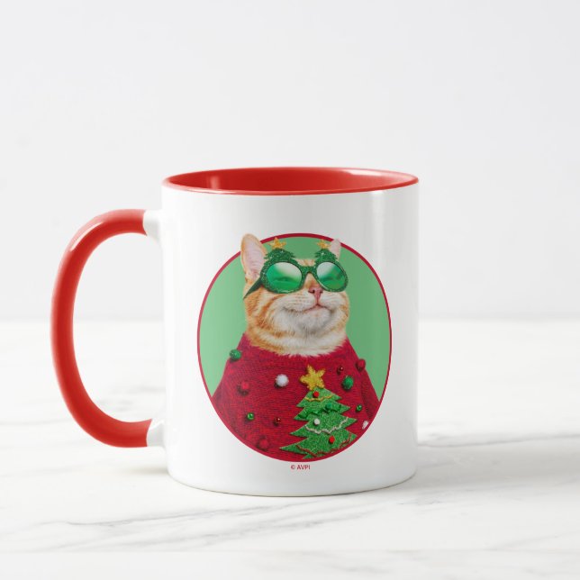 Mug Chat dans un pull de Noël (Gauche)