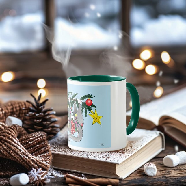Mug Chat d'arbre de Noël à pendre drôle (Créateur téléchargé)