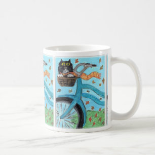 Mug Chat d'art populaire dans le panier de vélo