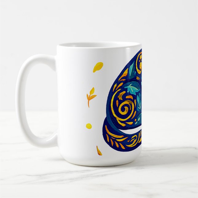Mug Chat d'art populaire en bleu (Gauche)
