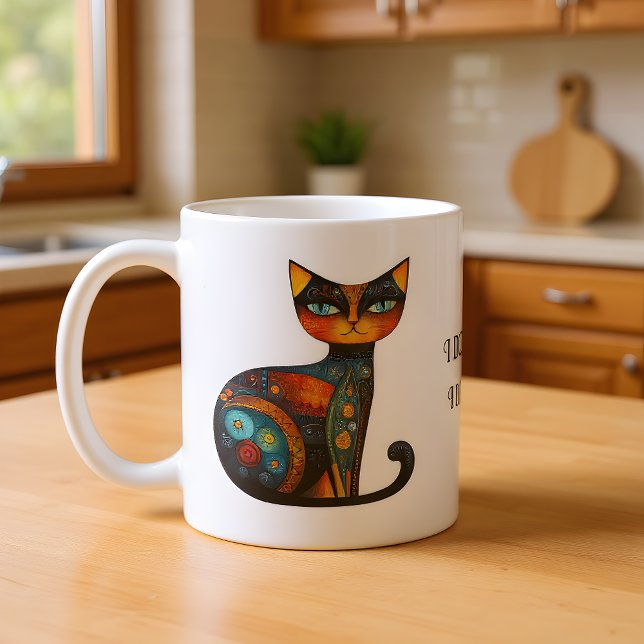 Mug Chat d'art populaire fantaisiste : Je ne mue pas.  (Créateur téléchargé)