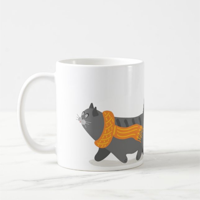 Mug Chat d'automne et Citrouilles (Gauche)