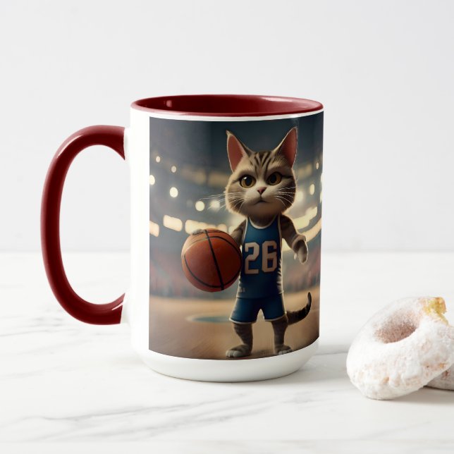 Mug Chat de basket-ball, (Avec donut)