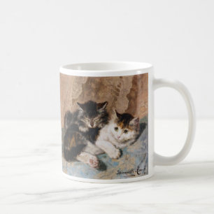 Mug Chat de calicot et peinture grise de beaux-arts de