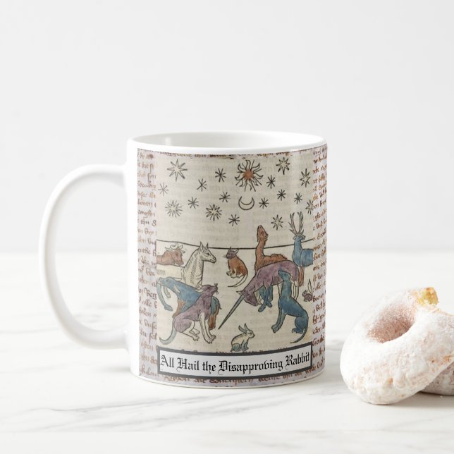 Mug Chat de Chien Unicorne de Rabbit médiéval désappro (Avec donut)