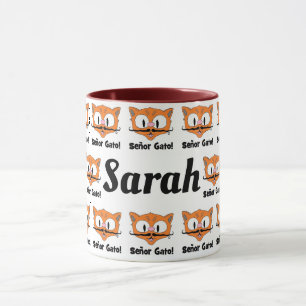 Mug Chat de dessin animé à moustache personnalisé