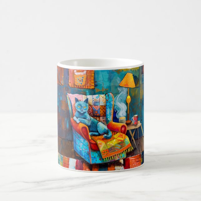 Mug Chat de dessin animé confortablement installé dans (Centre)