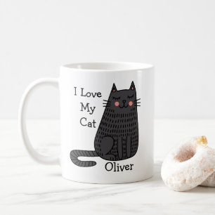 Mug Chat de dessin animé dans un style d'art gribouill