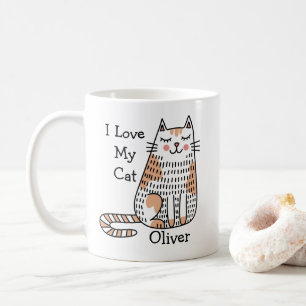 Mug Chat de dessin animé dans un style d'art gribouill