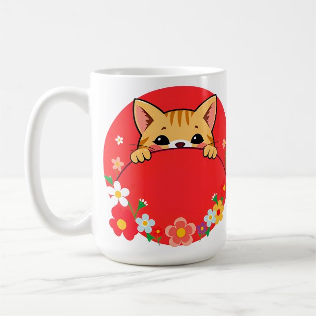 Mug Chat de dessin animé mignon avec des couleurs vive (Gauche)