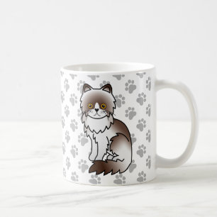 Mug Chat de dessin animé persan bicolore au chocolat m