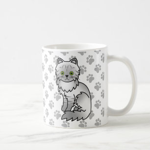 Mug Chat de dessin animé persan gris chinchilla tabby 