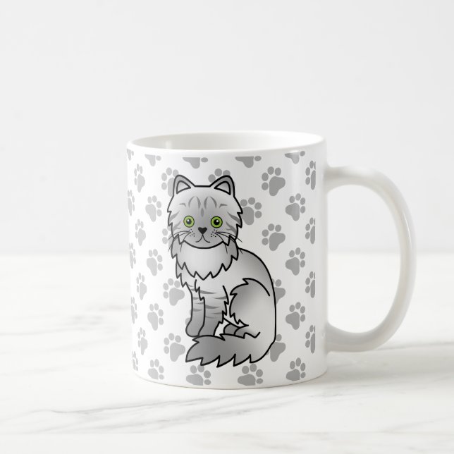 Mug Chat de dessin animé persan gris chinchilla tabby  (Droite)
