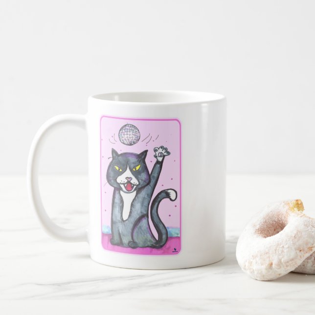 Mug Chat de disco dansant effronté dessin animé Art am (Avec donut)