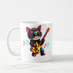 Mug Chat de guitare électrique faisant de la musique e