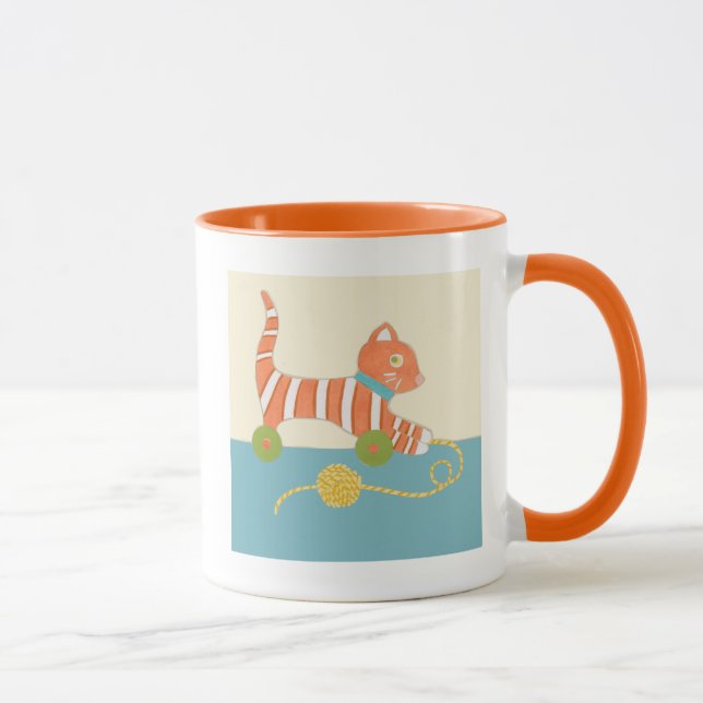 Mug Chat de jouet rayé avec balle de chaîne (Droite)