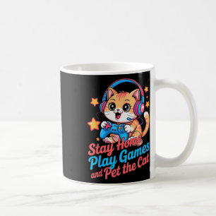 Mug Chat de joueur drôle reste à la maison2