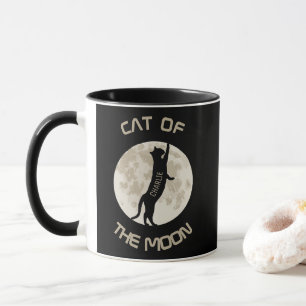 Mug Chat de la lune Personnaliser le nom
