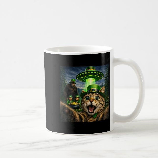 Mug Chat de la Saint-Patrick selfie avec le lutin bigf (Droite)