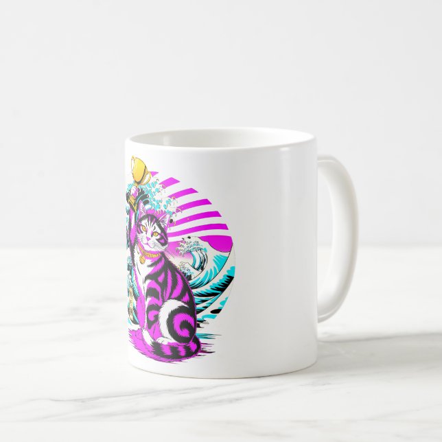 Mug Chat de la victoire japonais Kawaii vibrant (Devant droit)