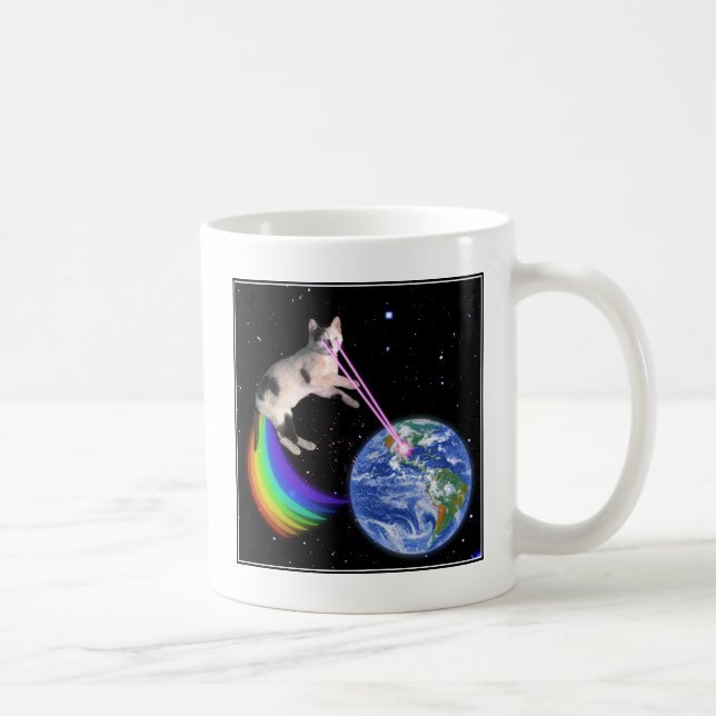 Mug Chat de l'espace arc-en-ciel laser (Droite)