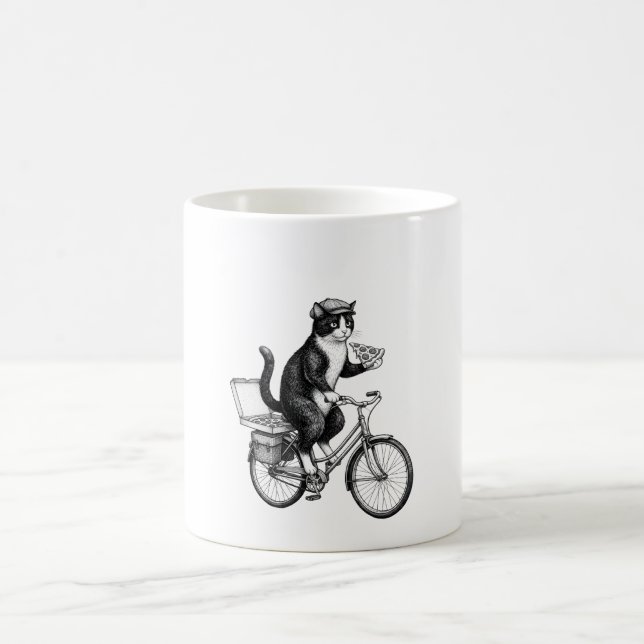 Mug Chat de livraison de pizza rétro  (Centre)