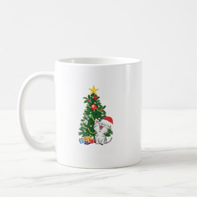 Mug Chat de Noël avec arbre de Noël (Gauche)
