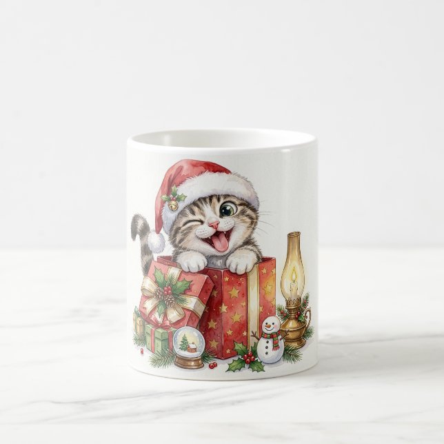 Mug Chat de Noël avec des cadeaux (Centre)