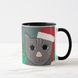Mug Chat de Noël avec un chapeau rouge de Père Noël
