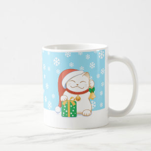 Mug Chat de Noël blanc dans Red Hat