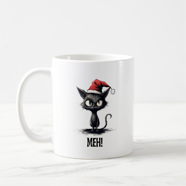 Mug Chat de Noël drôle (Gauche)