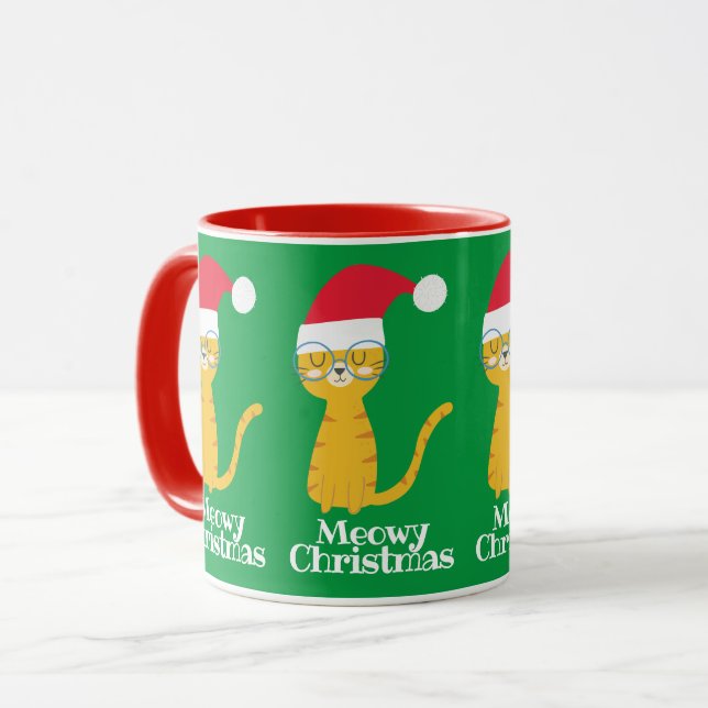 Mug Chat de Noël drôle (Devant gauche)