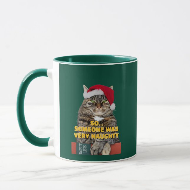 Mug Chat de Noël drôle en colère  (Gauche)