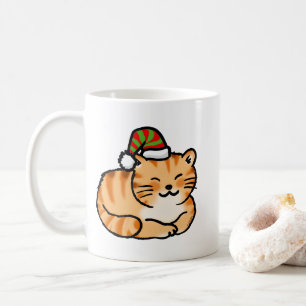 Mug Chat de Noël Festif - Joli Chat au Chapeau de Père