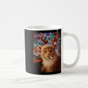 Mug Chat de Noël Fumant une Cigarette Mème Confort Gen