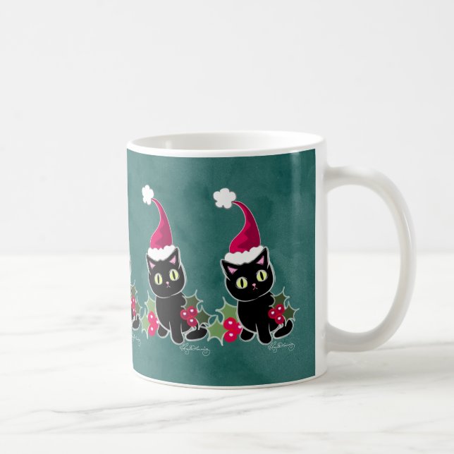Mug Chat de Noël gothique vert (Droite)