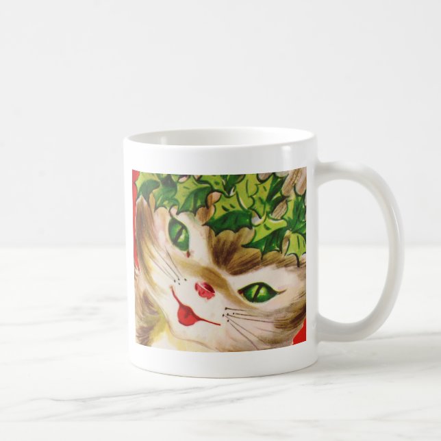 Mug chat de Noël vintage (Droite)