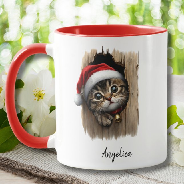 Mug Chat de Pékin de Noël mignon avec chapeau de Père  (Créateur téléchargé)