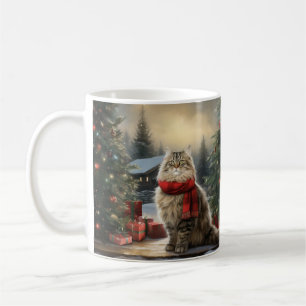 Mug Chat de Sibérie en Noël de Neige