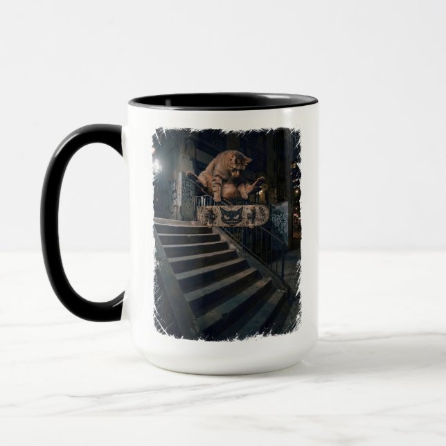 Mug Chat de skateboard cool kickflip café drôle (Gauche)