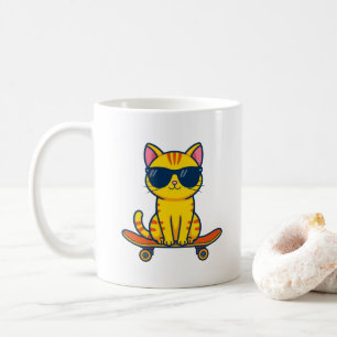Mug Chat de skateboard cool portant des lunettes de so