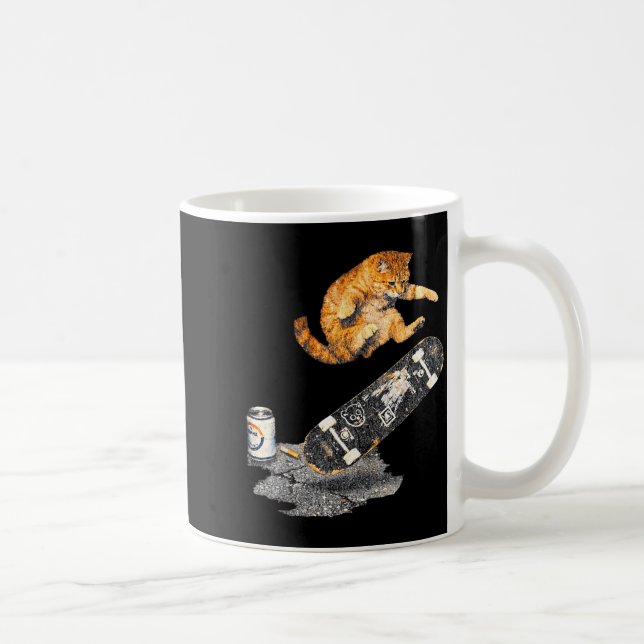 Mug Chat de skateboard rue mème drôle chaton grunge (Droite)