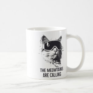 Mug Chat de ski snowboard drôle Les Meowtains appellen