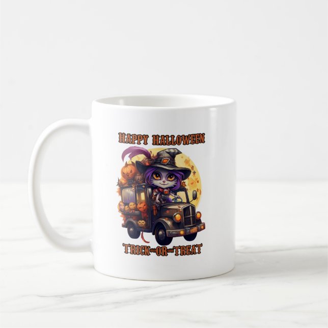 Mug Chat de sorcière Halloween Trucker Enfants Festive (Gauche)
