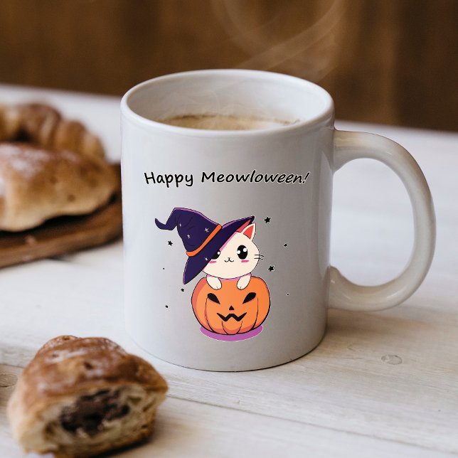 Mug Chat de sorcière Kawaii adorable dans une citrouil (Créateur téléchargé)