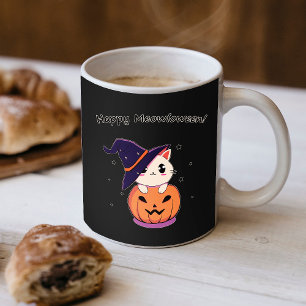 Mug Chat de sorcière Kawaii adorable dans une citrouil