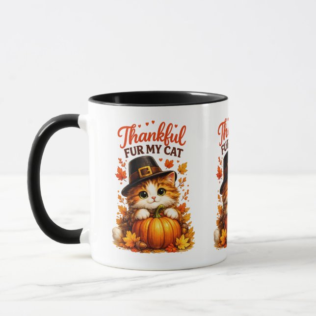 Mug Chat de Thanksgiving reconnaissant fur mon chat (Gauche)