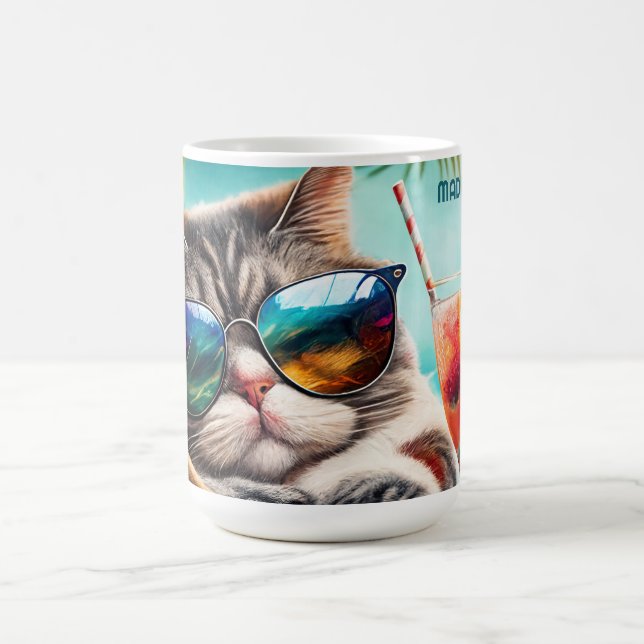 Mug Chat de vacances de nom personnalisé (Centre)