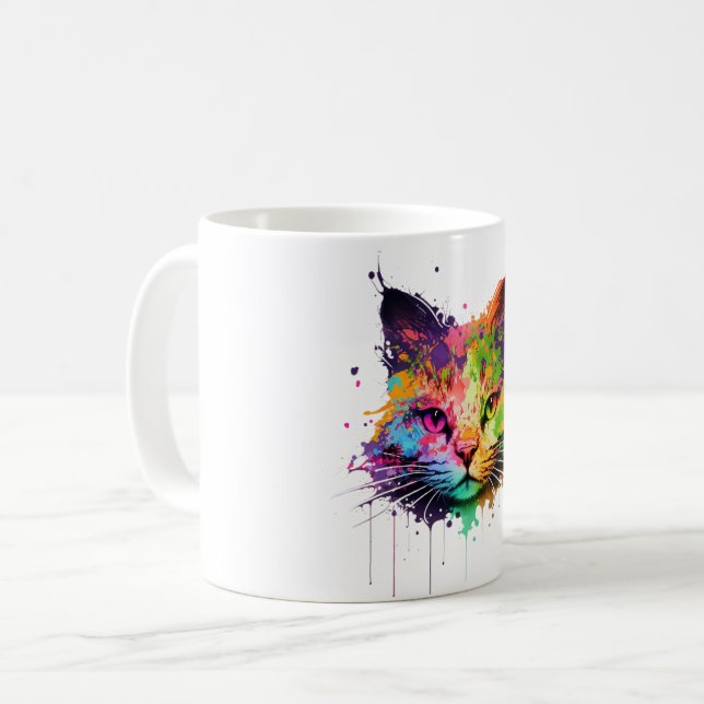 Mug Chat d'encre de néon mignon (Devant gauche)