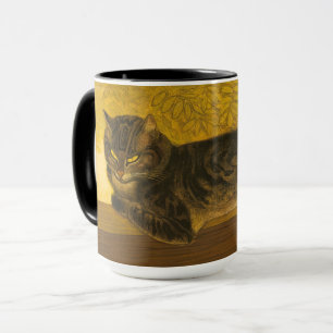 Mug Chat d'été sur Balustrade Vintage Portrait de ch